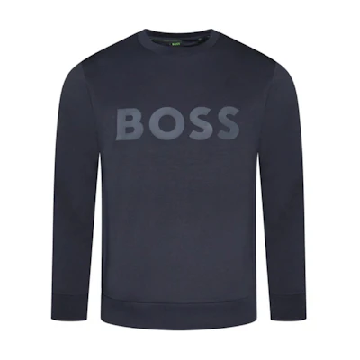 HUGO BOSS Blue Crewneck Sweatshirt with Logo Print 50506119-402