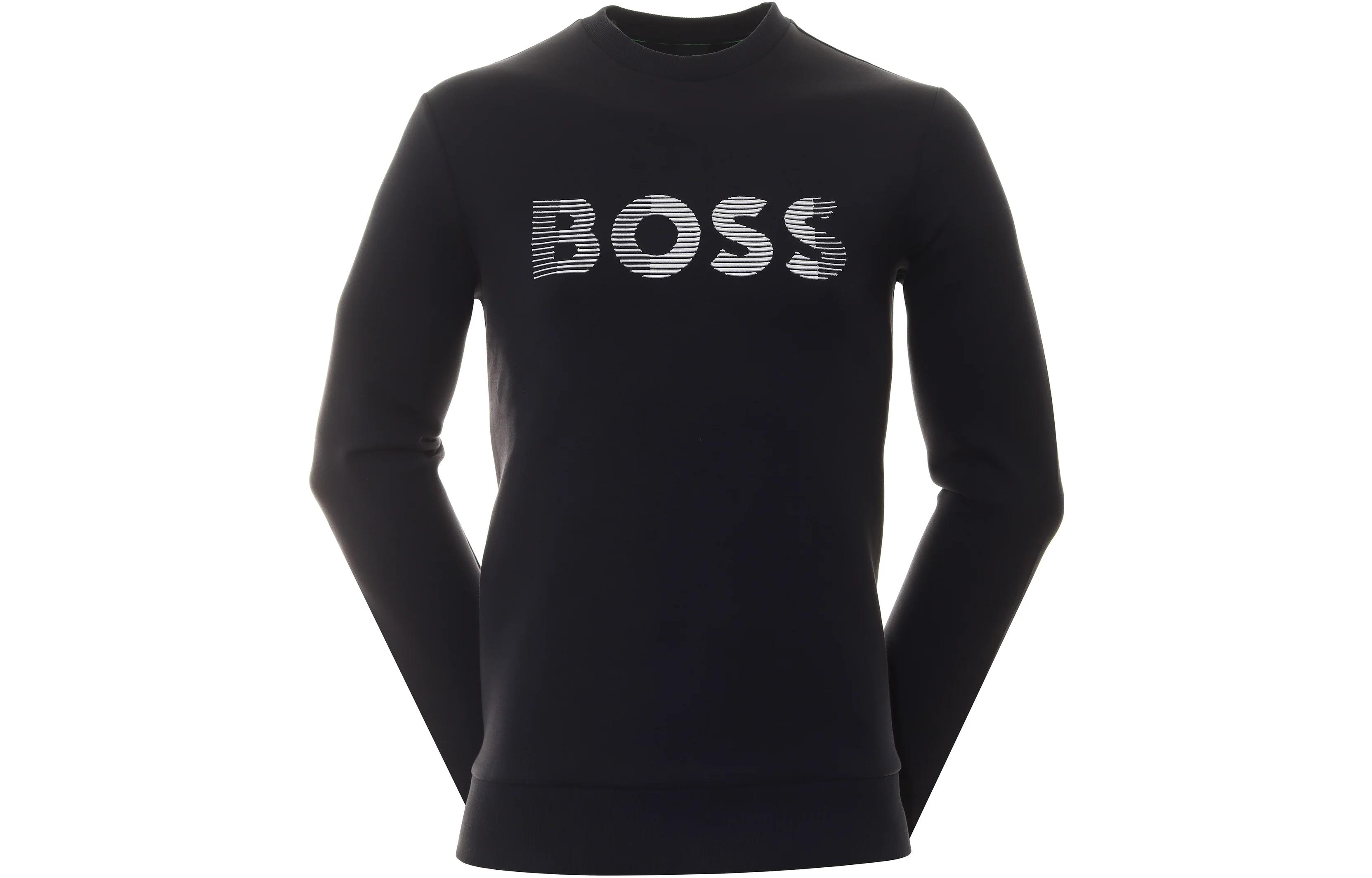 HUGO BOSS Blue Crewneck Sweatshirt with Logo Print 50493511-402