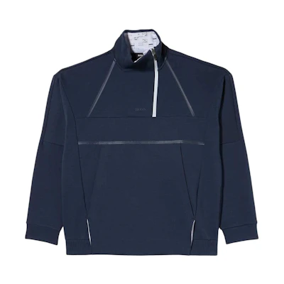 HUGO BOSS Blue Half-Zip Sweatshirt with Letter Embroidery 50462052-410
