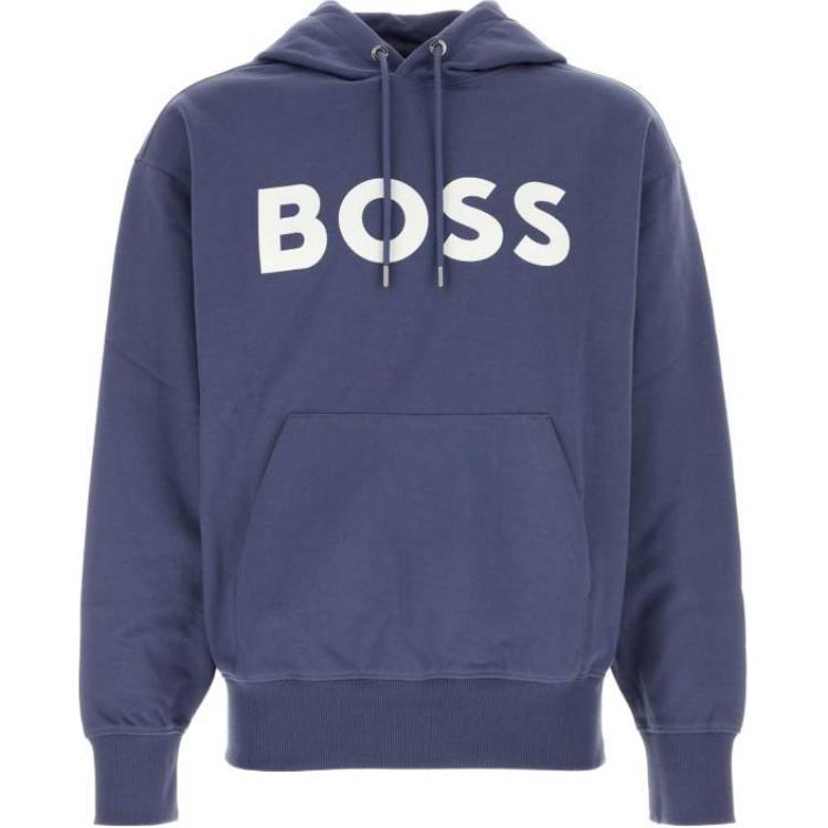 HUGO BOSS Blue Hoodie with Letter Logo Print - Relaxed Fit 50496661-412