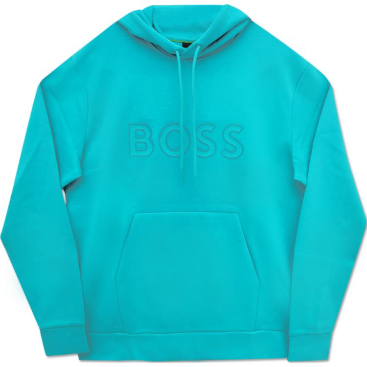 HUGO BOSS Blue Hoodie with Logo, Slim Fit Long Sleeve Sweater 50504750-367