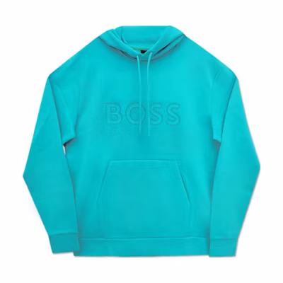 HUGO BOSS Blue Hoodie with Logo, Slim Fit Long Sleeve Sweater 50504750-367