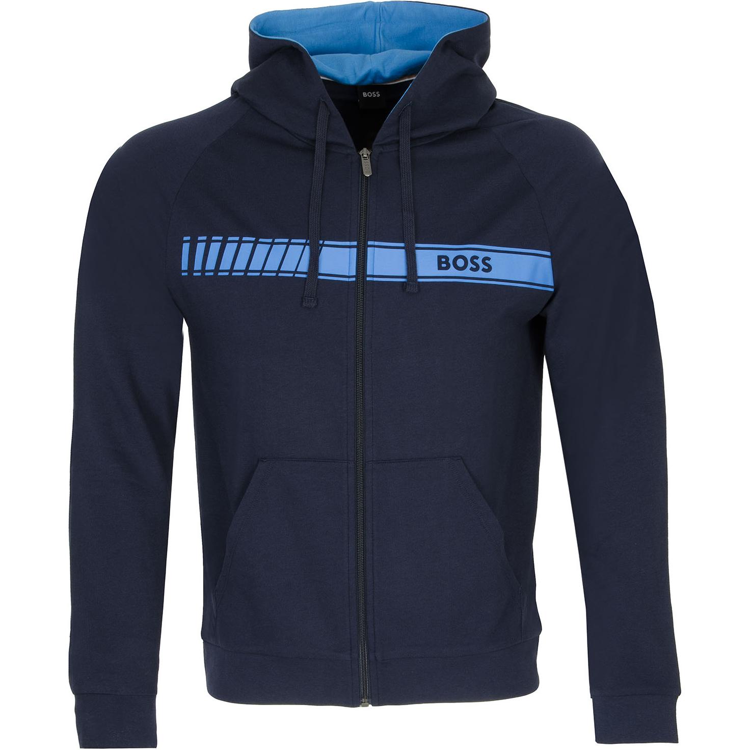 HUGO BOSS Blue Hoodie with Solid Letter Print Design 50496744-403