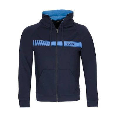 HUGO BOSS Blue Hoodie with Solid Letter Print Design 50496744-403
