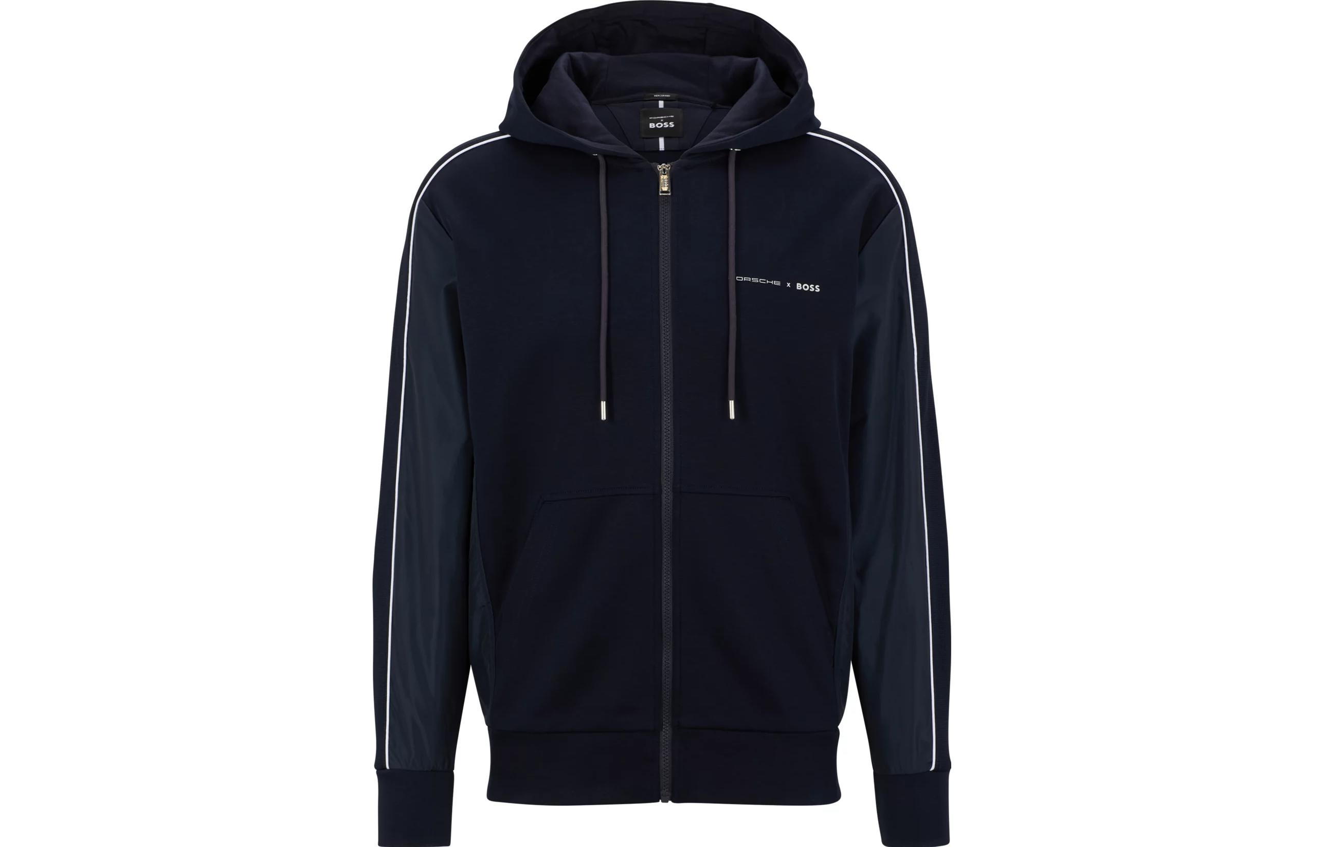 HUGO BOSS Blue Hoodie with Trim Detail and Zipper 50486248-404