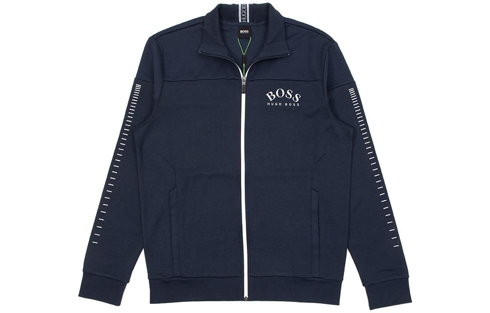 HUGO BOSS Blue Letter Print High-Neck Long-Sleeve Jacket SKAZWIN7264416