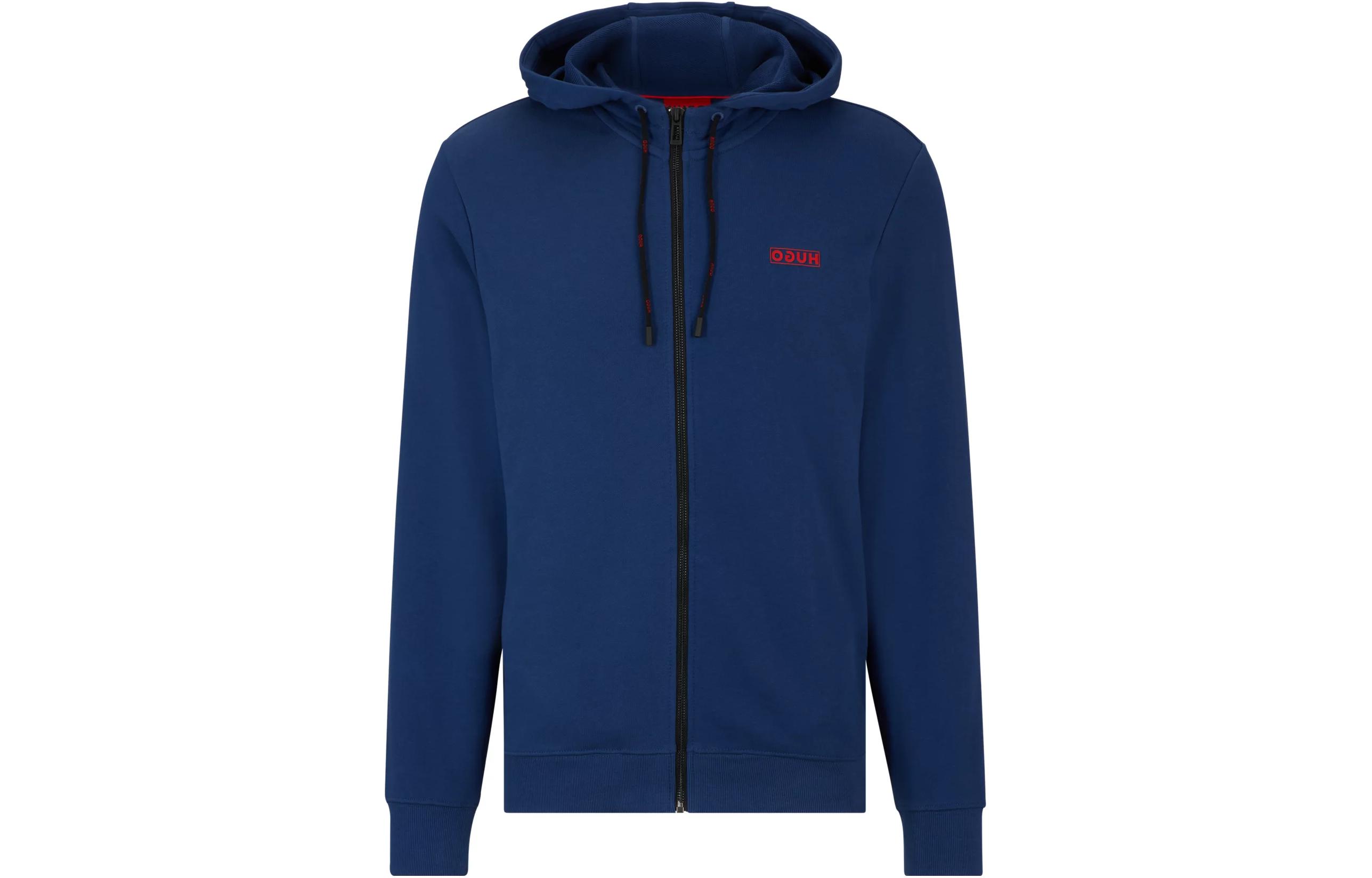 HUGO BOSS Blue Letter Print Hooded Zip-Up Jacket 50483673-429