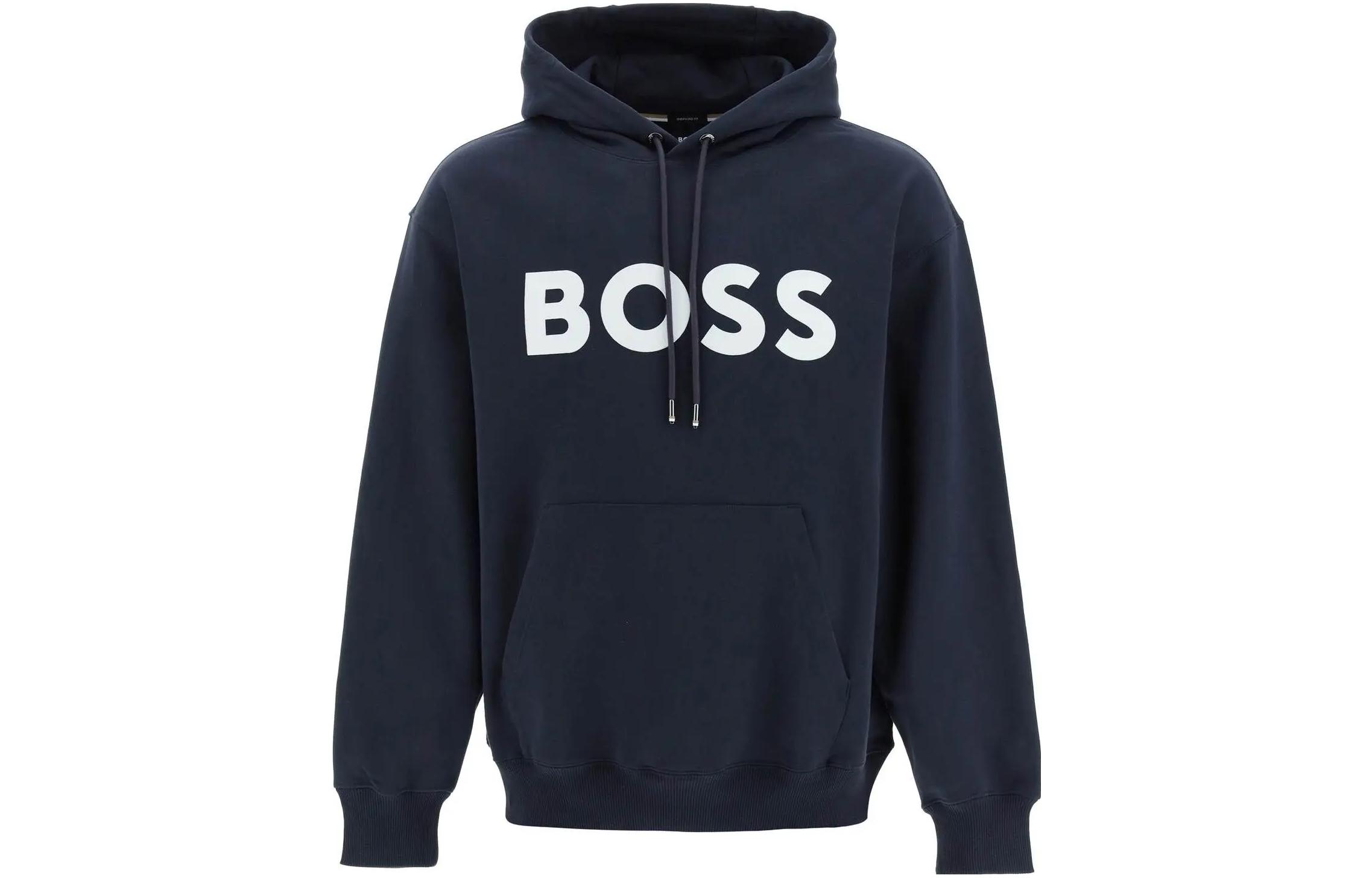 HUGO BOSS Blue Letter Print Oversized Hoodie with Drawstrings 50496661-404 圖 2