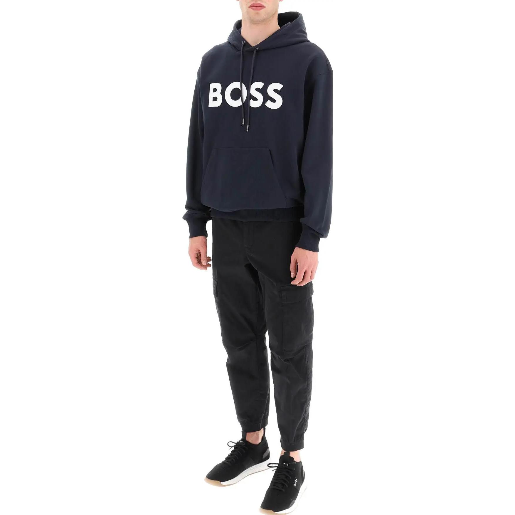 HUGO BOSS Blue Letter Print Oversized Hoodie with Drawstrings 50496661-404 圖 3