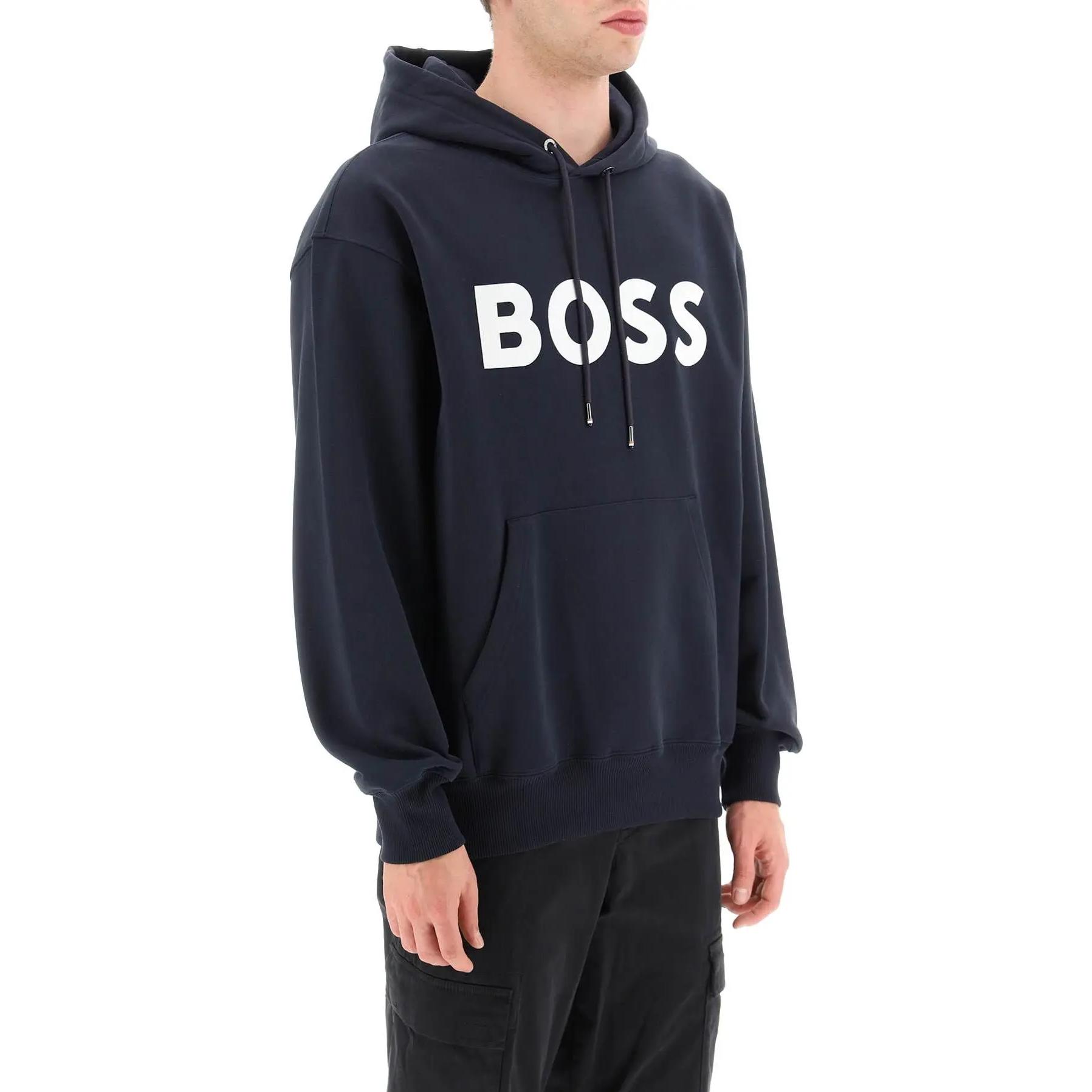 HUGO BOSS Blue Letter Print Oversized Hoodie with Drawstrings 50496661-404 圖 4