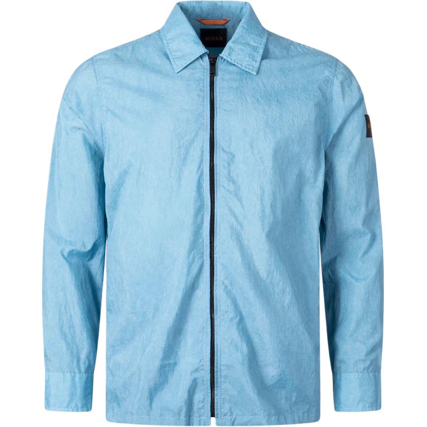 HUGO BOSS Blue Logo Collar Zip-Up Loose-Fit Jacket 50511587-486