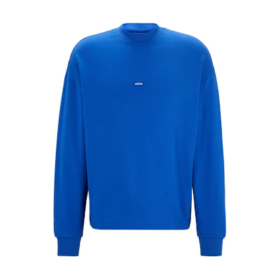 HUGO BOSS Blue Logo Cotton-Terry Crewneck Sweatshirt Long Sleeve Pullover 50522359-493