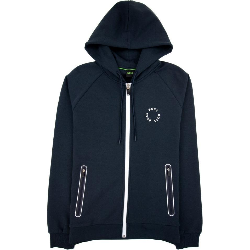 HUGO BOSS Blue Logo Hooded Zip-Up Raglan Sleeve Jacket 50487949-402