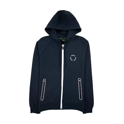 HUGO BOSS Blue Logo Hooded Zip-Up Raglan Sleeve Jacket 50487949-402