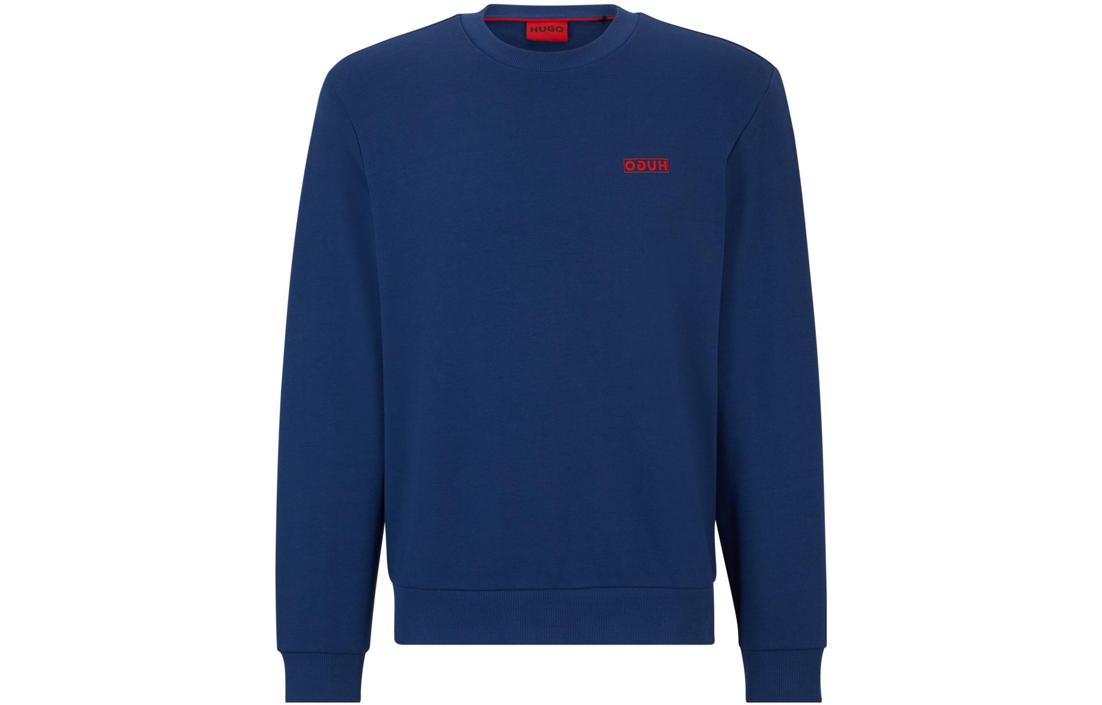 HUGO BOSS Blue Logo Print Crewneck Loose-Fit Long Sleeve Sweatshirt 50483666-429