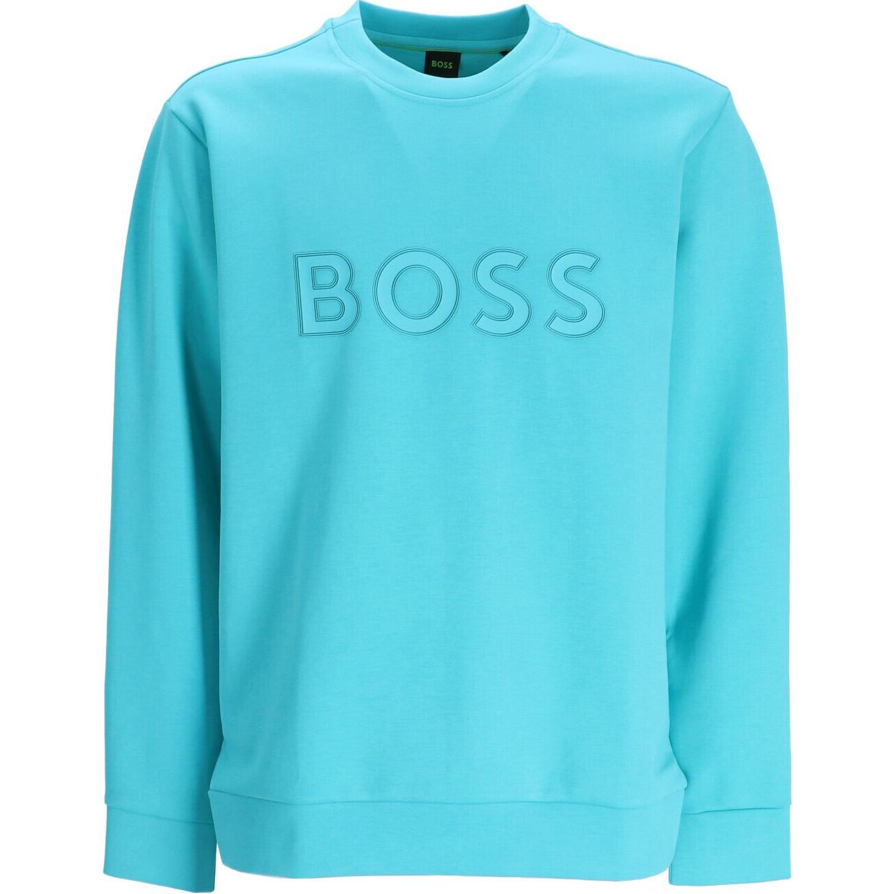 HUGO BOSS Blue Logo Print Crewneck Sweatshirt Casual Pullover Long Sleeve 50504748-367