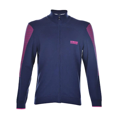HUGO BOSS Blue Logo Stand Collar Zip-Up Jacket 50427767-410