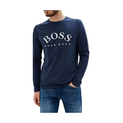 HUGO BOSS Blue Loose-Fit Crewneck Sweatshirt with Letter Print TOGN15506-416
