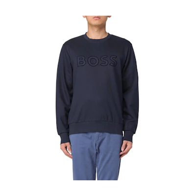 HUGO BOSS Blue Loose Fit Lettering Crewneck Sweatshirt Long Sleeve 50524360-404