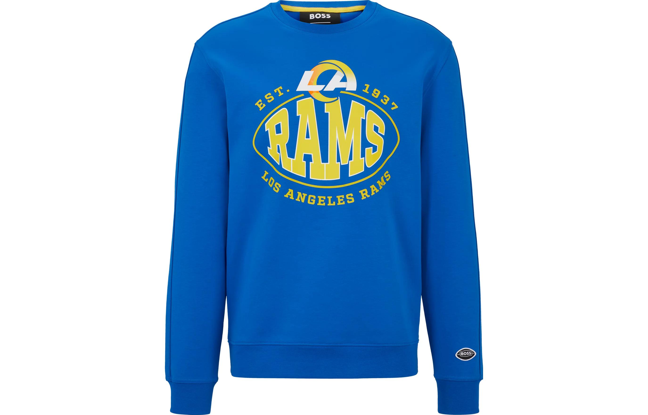 HUGO BOSS Blue Oversized Crewneck Long Sleeve Sweatshirt with Print 50504600-431