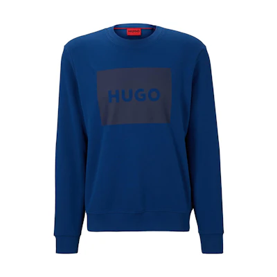 HUGO BOSS Blue Oversized Letter Print Crewneck Sweatshirt 50467944-417