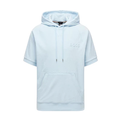 HUGO BOSS Blue Oversized Short-Sleeve Hoodie Casual Sweatshirt 50471700-453