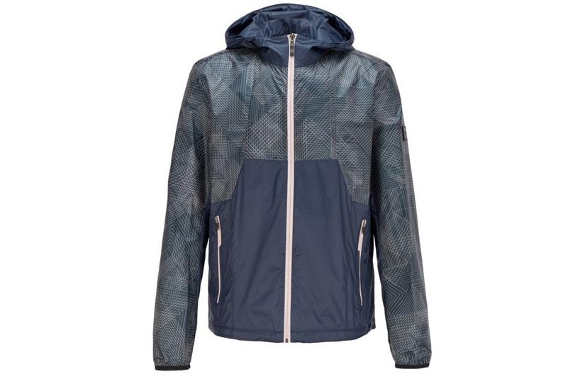 HUGO BOSS Blue Patchwork Hooded Jacket with Long Sleeves 50429474-410