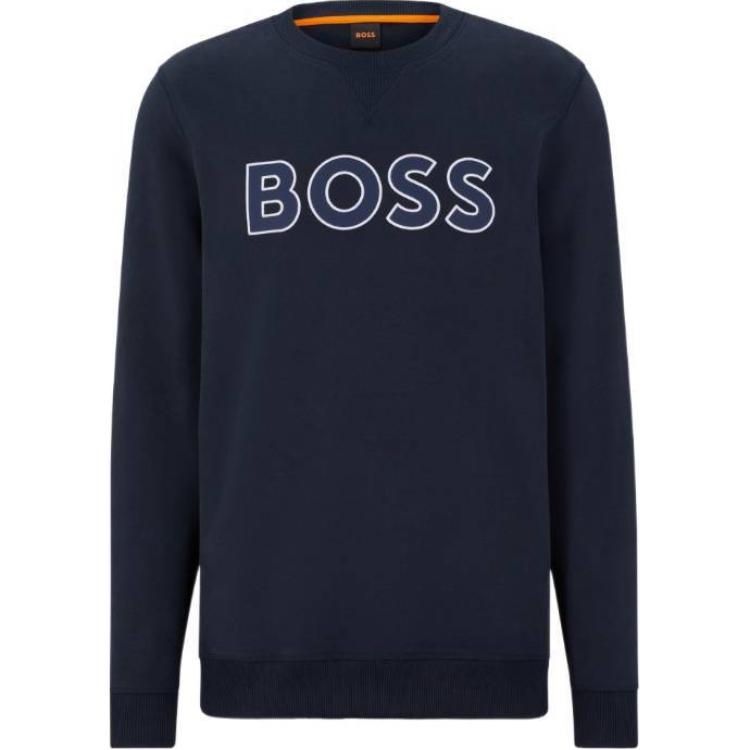 HUGO BOSS Blue Printed Slim-Fit Crewneck Pullover Sweatshirt 50483698-404