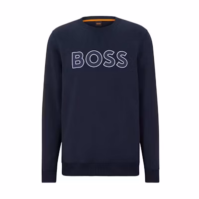 HUGO BOSS Blue Printed Slim-Fit Crewneck Pullover Sweatshirt 50483698-404