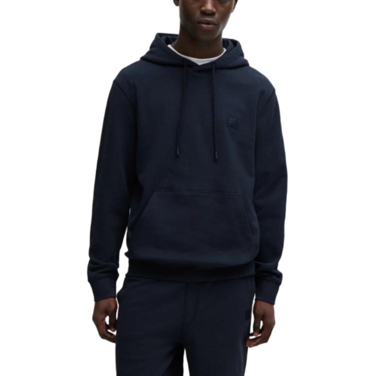 HUGO BOSS Blue Pullover Hoodie with Logo Patch 50509314-404 圖 4