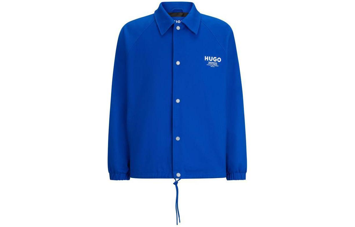 HUGO BOSS Blue Single-Breasted Jacket with Logo Print 50510862-493