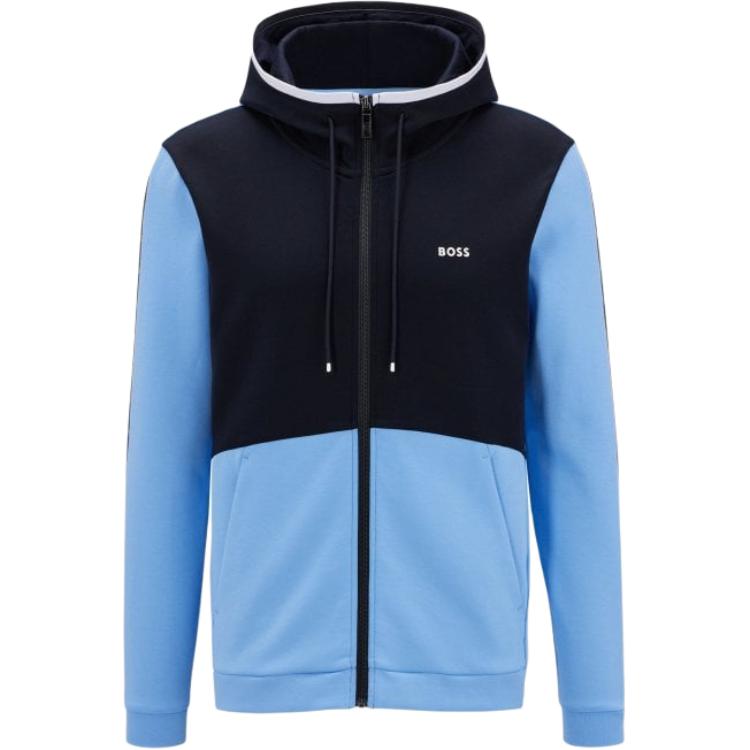 HUGO BOSS Blue Spliced Zip-Up Jacket Long Sleeve Outerwear 50477042-439