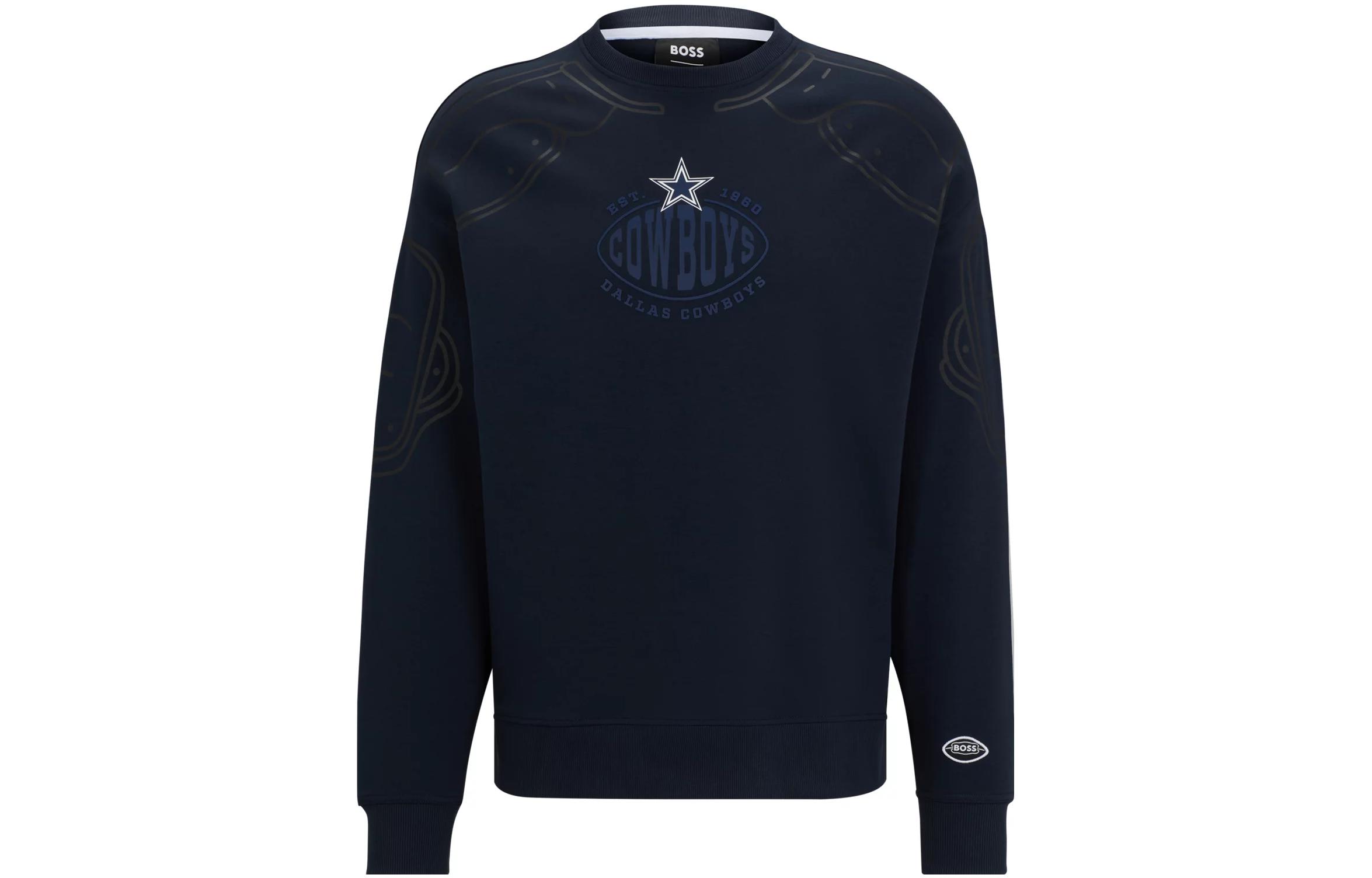 HUGO BOSS Blue Star Logo Print Crewneck Long Sleeve Sweatshirt 50504622-404