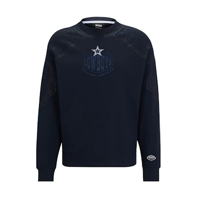 HUGO BOSS Blue Star Logo Print Crewneck Long Sleeve Sweatshirt 50504622-404