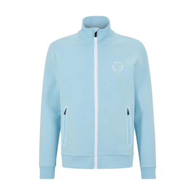 HUGO BOSS Blue Zip-Up Jacket with Logo Print and Stand Collar 50487950-451