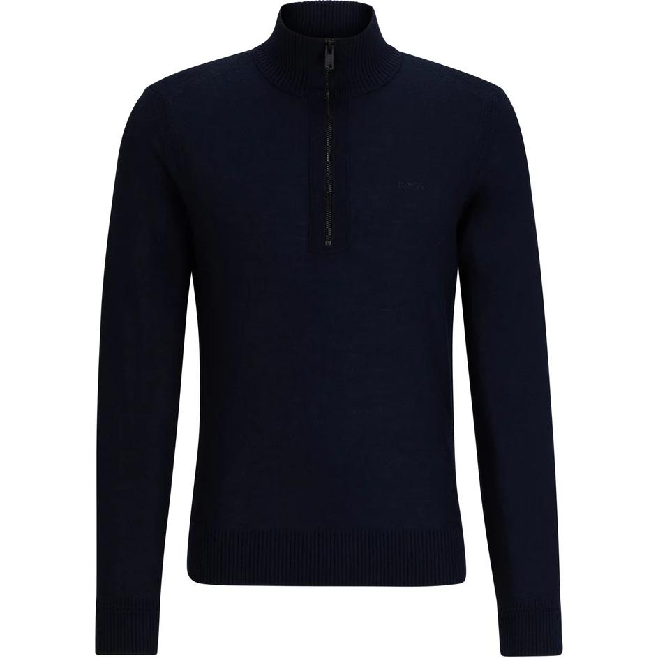 HUGO BOSS Blue Zip-Up Stand Collar Long-Sleeve Sweatshirt 50510758-404