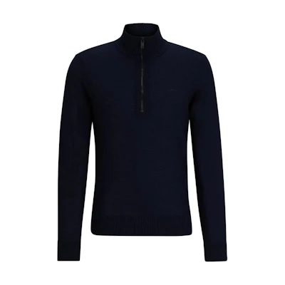 HUGO BOSS Blue Zip-Up Stand Collar Long-Sleeve Sweatshirt 50510758-404