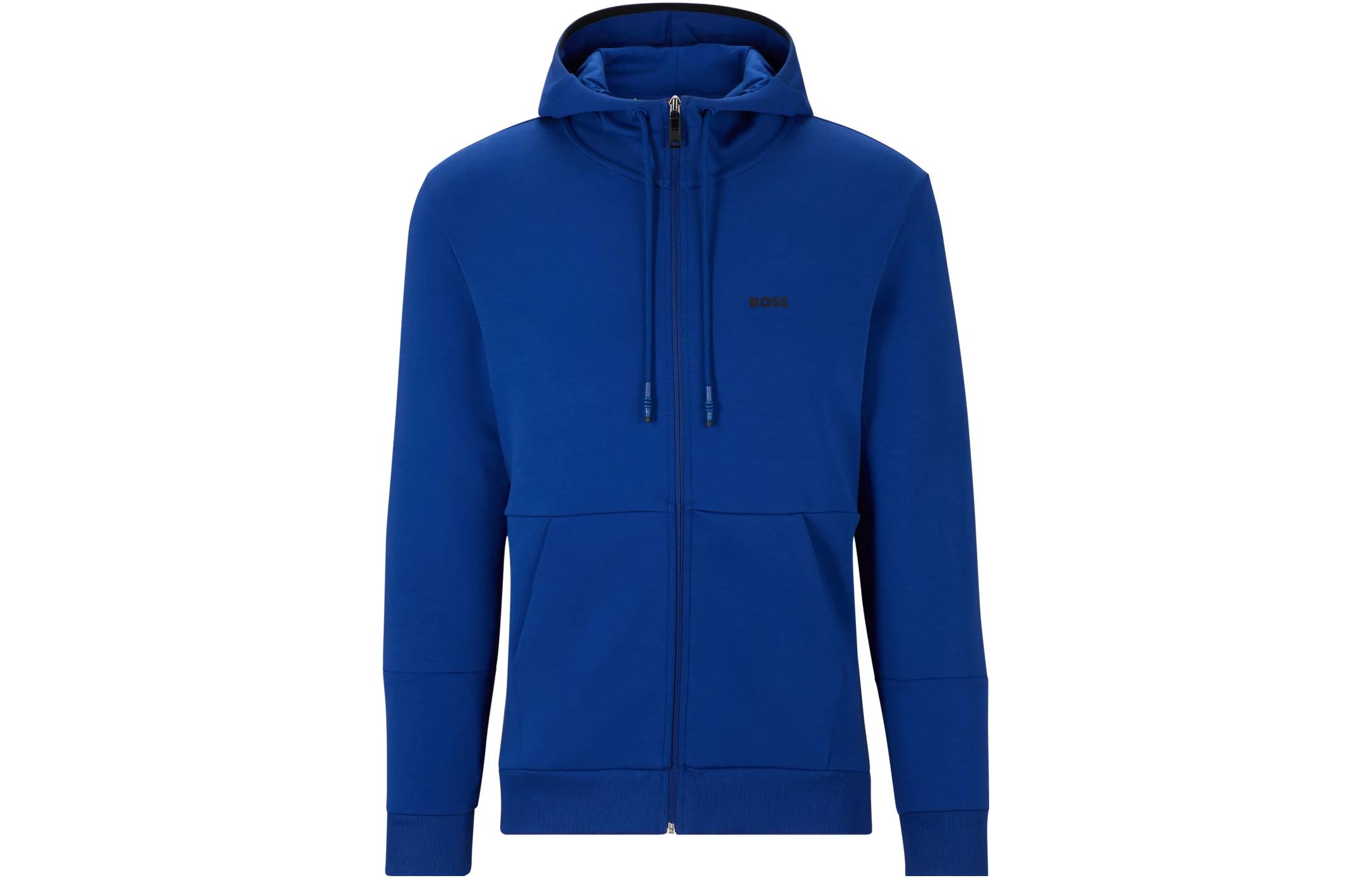 HUGO BOSS Blue Zip-Up Sweatshirt with Logo Print 50493495-438