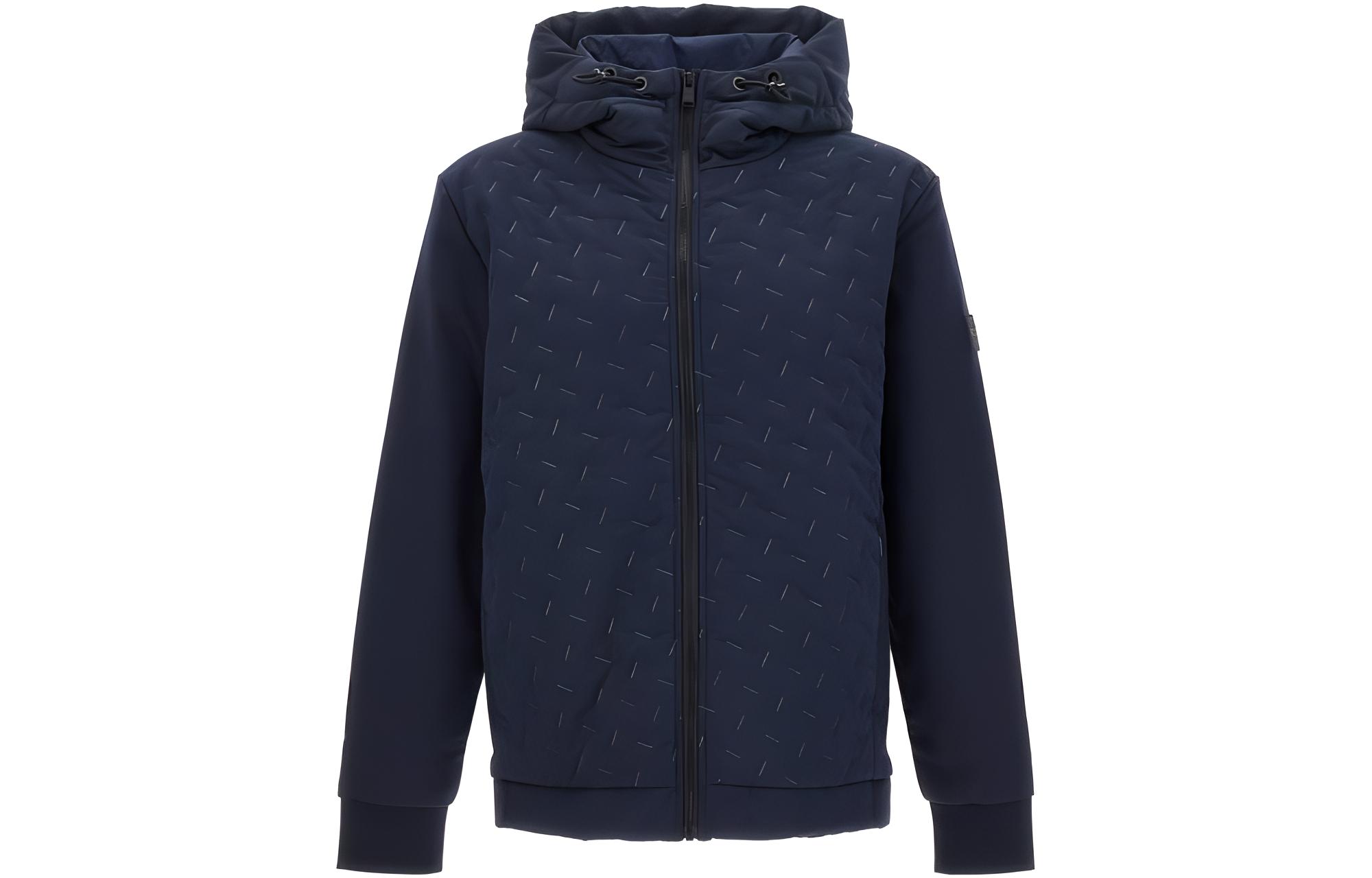 Hugo Boss BOSS  Blue Cotton Jacket with Zipper Pockets and Long Sleeves. 50494276404