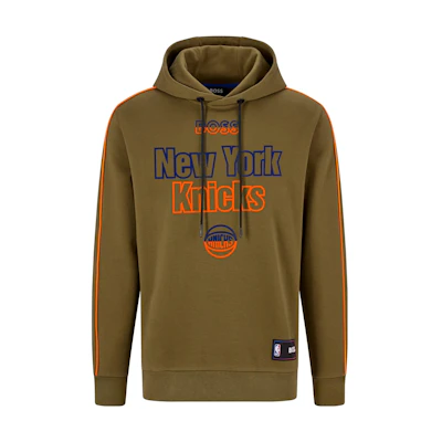 HUGO BOSS Brown-Green Hoodie with Orange Side Stripes & Letter Print 50477404-347