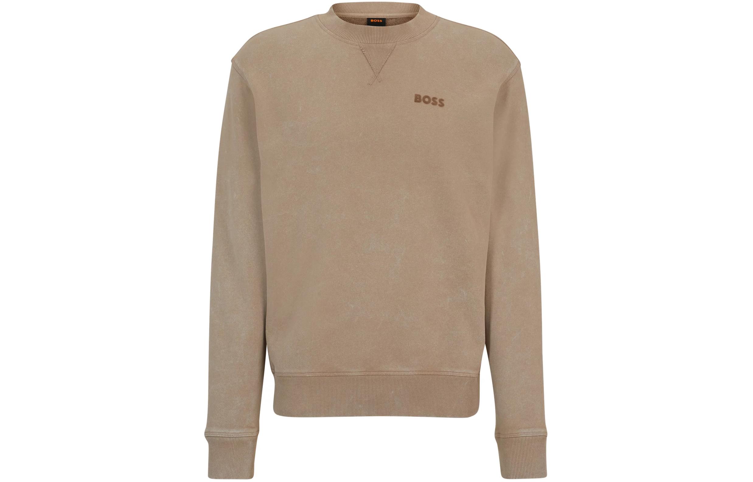 HUGO BOSS Brown Cotton-Terry Relaxed-Fit Logo Sweatshirt 50505268-246