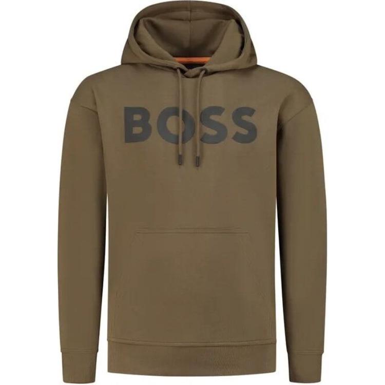 HUGO BOSS Brown Hoodie with Logo Print and Long Sleeves 50487134-368