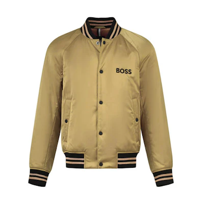 HUGO BOSS Brown Logo Striped Baseball Collar Jacket 50483945-260