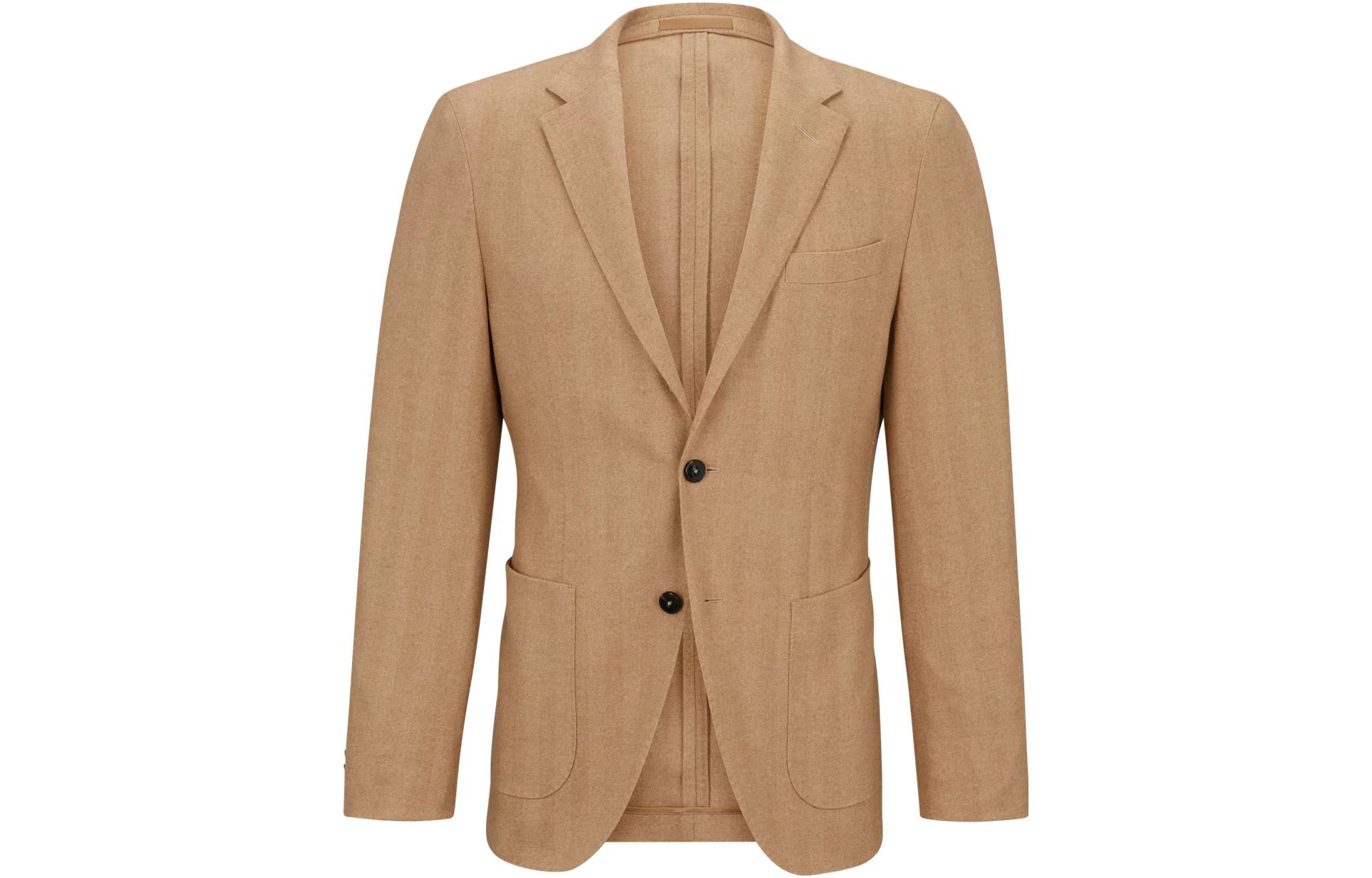 HUGO BOSS Brown Slim-Fit Checked Long Sleeve Blazer Jacket 50502404-260