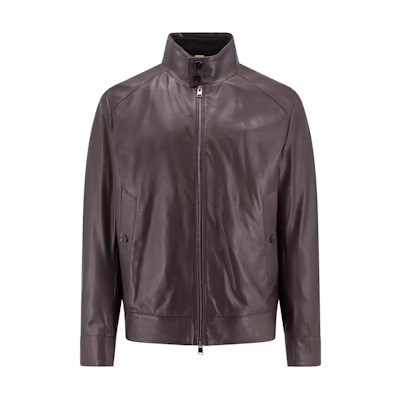 HUGO BOSS Brown Slim Fit Stand Collar Zip-Up Jacket 50511054-202