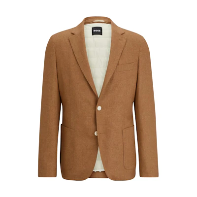 HUGO BOSS Brown Solid Single-Breasted Long-Sleeve Jacket for Men 50502537-260