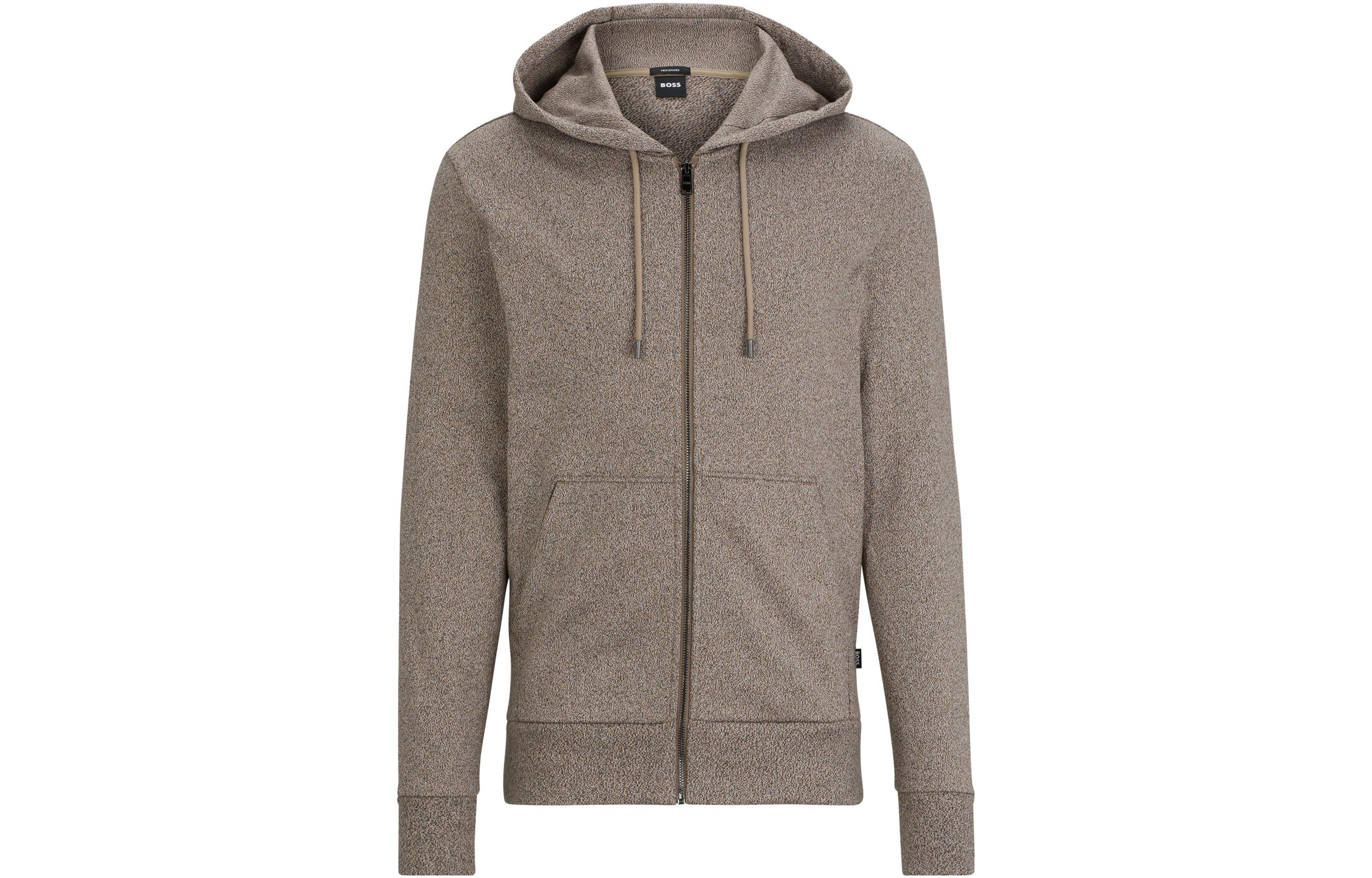 HUGO BOSS Brown Solid Zip-Up Hoodie Long Sleeve 50509141-260