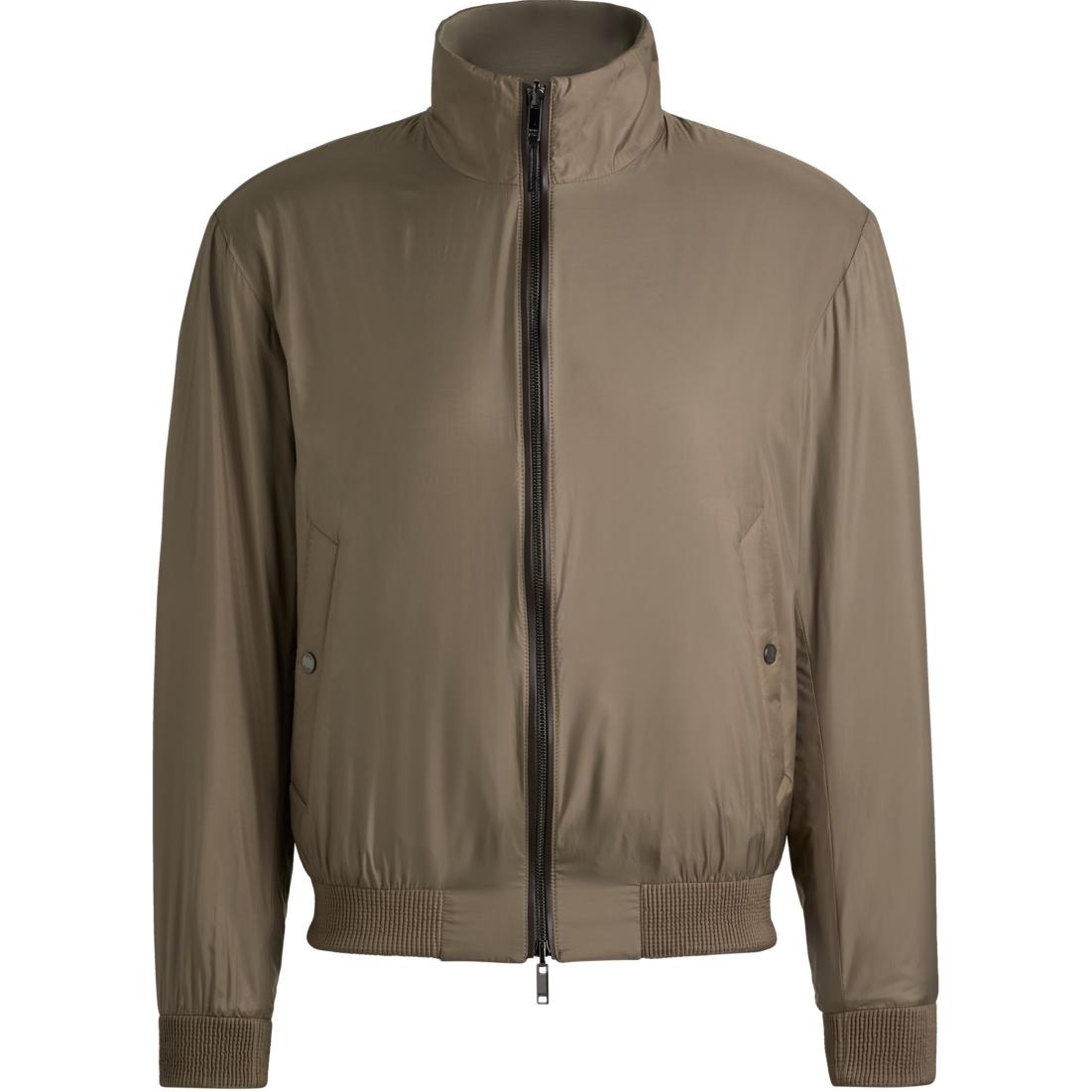 HUGO BOSS Brown Zip-Up Jacket with Stand Collar Long Sleeve 50497741-376