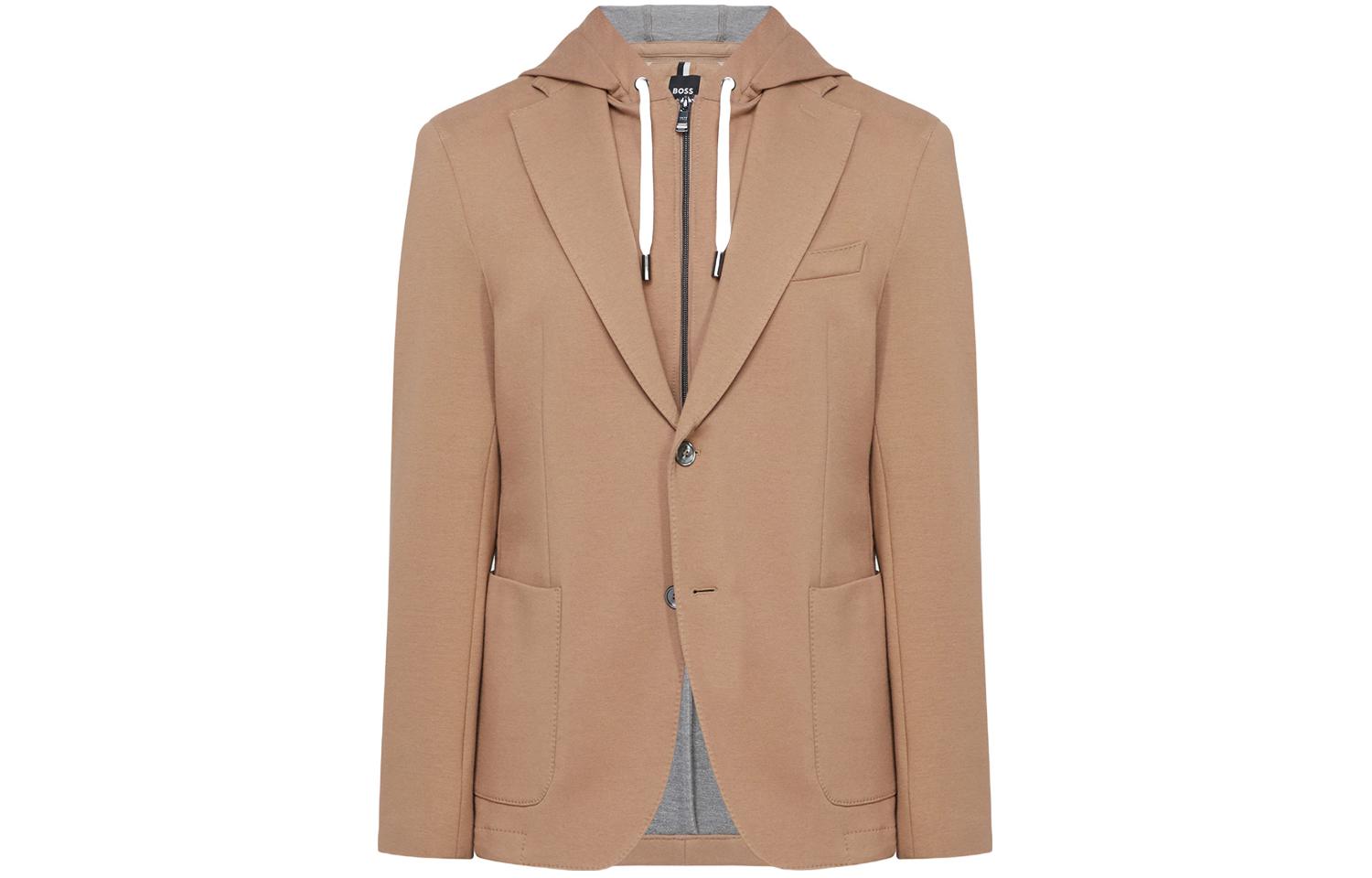 HUGO BOSS C-Hanry J-Hoodie Slim Fit Hooded Long Sleeve Jacket Men Light Brown 50497272-260