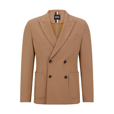 HUGO BOSS Camel Double-Breasted Blazer Jacket with Pockets 50487066-260